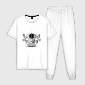 Мужская пижама хлопок с принтом HAL 9000 в Белгороде, 100% хлопок | брюки и футболка прямого кроя, без карманов, на брюках мягкая резинка на поясе и по низу штанин
 | discovery one | eva pod | frank poole | hal 9000 | heywood floyd | space odyssey | stanley kubrick | vdgerir