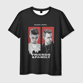 Мужская футболка 3D с принтом Obladaet & Markul в Белгороде, 100% полиэфир | прямой крой, круглый вырез горловины, длина до линии бедер | Тематика изображения на принте: friends  family | markul | obla | obladaet | маркул | обла | обладает