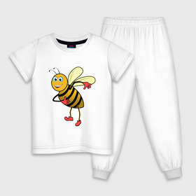 Детская пижама хлопок с принтом Пчела в Белгороде, 100% хлопок |  брюки и футболка прямого кроя, без карманов, на брюках мягкая резинка на поясе и по низу штанин
 | животные | картинки | крылья | лето | насекомое | прикольные | природа | пчела