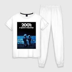 Женская пижама хлопок с принтом 2001: а Space Odyssey в Белгороде, 100% хлопок | брюки и футболка прямого кроя, без карманов, на брюках мягкая резинка на поясе и по низу штанин | 