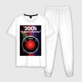 Мужская пижама хлопок с принтом HAL 9000 в Белгороде, 100% хлопок | брюки и футболка прямого кроя, без карманов, на брюках мягкая резинка на поясе и по низу штанин
 | 