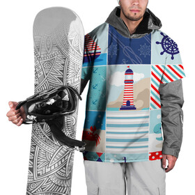 Накидка на куртку 3D с принтом Моряк  в Белгороде, 100% полиэстер |  | Тематика изображения на принте: вода | краб | маяк | море | моряк | океан | парус | полосы | черепаха | штурвал | яхта