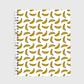 Тетрадь с принтом Бананы в Белгороде, 100% бумага | 48 листов, плотность листов — 60 г/м2, плотность картонной обложки — 250 г/м2. Листы скреплены сбоку удобной пружинной спиралью. Уголки страниц и обложки скругленные. Цвет линий — светло-серый
 | banana | vegan | абстракция банан | банан | бананы | веган | веганам | веганский | гавайский | еда | желтый | летний | лето | паттерн | правильное питание | рисунок банан | рисунок линией | фрукты