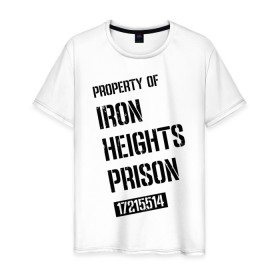 Мужская футболка хлопок с принтом Iron Heights Prison в Белгороде, 100% хлопок | прямой крой, круглый вырез горловины, длина до линии бедер, слегка спущенное плечо. | arrow | vdzabma | стрела