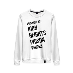 Женский свитшот хлопок с принтом Iron Heights Prison в Белгороде, 100% хлопок | прямой крой, круглый вырез, на манжетах и по низу широкая трикотажная резинка  | arrow | vdzabma | стрела