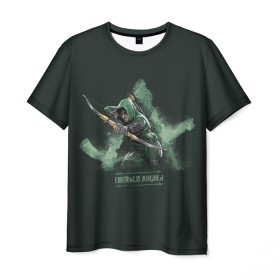 Мужская футболка 3D с принтом Emerald Archer в Белгороде, 100% полиэфир | прямой крой, круглый вырез горловины, длина до линии бедер | arrow | oliver queen | vdzabma | оливер куинн | стрела