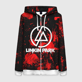 Женская толстовка 3D на молнии с принтом Linkin Park в Белгороде, 100% полиэстер | длина до линии бедра, манжеты и пояс оформлены мягкой тканевой резинкой, двухслойный капюшон со шнурком для регулировки, спереди молния, по бокам два кармана | chester bennington | linkin park | rock | группа | линкин парк | логотип | музыка | рок | рок н ролл | честер беннингтон | эмблема