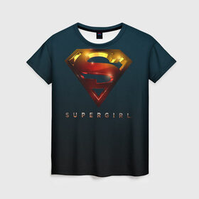 Женская футболка 3D с принтом Supergirl Logo в Белгороде, 100% полиэфир ( синтетическое хлопкоподобное полотно) | прямой крой, круглый вырез горловины, длина до линии бедер | supergirl | vdzabma | супергерл