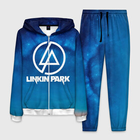 Мужской костюм 3D с принтом Linkin Park в Белгороде, 100% полиэстер | Манжеты и пояс оформлены тканевой резинкой, двухслойный капюшон со шнурком для регулировки, карманы спереди | chester bennington | linkin park | rock | space | группа | космос | линкин парк | логотип | музыка | рок | рок н ролл | честер беннингтон | эмблема