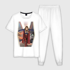 Мужская пижама хлопок с принтом Supergirl в Белгороде, 100% хлопок | брюки и футболка прямого кроя, без карманов, на брюках мягкая резинка на поясе и по низу штанин
 | kara danvers | supergirl | vdzabma | кара дэнверс | супергерл