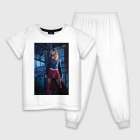 Детская пижама хлопок с принтом Supergirl в Белгороде, 100% хлопок |  брюки и футболка прямого кроя, без карманов, на брюках мягкая резинка на поясе и по низу штанин
 | kara danvers | supergirl | vdzabma | кара дэнверс | супергерл