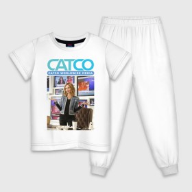 Детская пижама хлопок с принтом CatCo в Белгороде, 100% хлопок |  брюки и футболка прямого кроя, без карманов, на брюках мягкая резинка на поясе и по низу штанин
 | catco | supergirl | vdzabma | кэтко | супергерл
