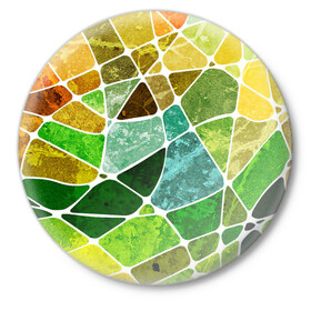 Значок с принтом Мозаика в Белгороде,  металл | круглая форма, металлическая застежка в виде булавки | Тематика изображения на принте: бирюзовый | зелёный | мозаика | синий | стекло
