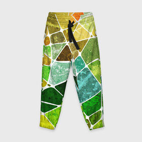 Детские брюки 3D с принтом Мозаика в Белгороде, 100% полиэстер | манжеты по низу, эластичный пояс регулируется шнурком, по бокам два кармана без застежек, внутренняя часть кармана из мелкой сетки | бирюзовый | зелёный | мозаика | синий | стекло