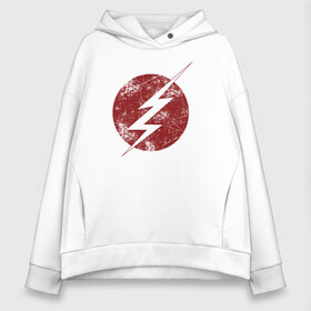 Женское худи Oversize хлопок с принтом The Flash logo в Белгороде, френч-терри — 70% хлопок, 30% полиэстер. Мягкий теплый начес внутри —100% хлопок | боковые карманы, эластичные манжеты и нижняя кромка, капюшон на магнитной кнопке | the flash | vdzabma | флэш