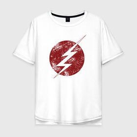Мужская футболка хлопок Oversize с принтом The Flash logo в Белгороде, 100% хлопок | свободный крой, круглый ворот, “спинка” длиннее передней части | the flash | vdzabma | флэш