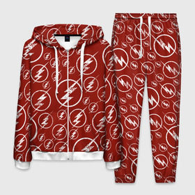 Мужской костюм 3D с принтом The Flash Logo Pattern в Белгороде, 100% полиэстер | Манжеты и пояс оформлены тканевой резинкой, двухслойный капюшон со шнурком для регулировки, карманы спереди | Тематика изображения на принте: the flash | vdzabma | флэш