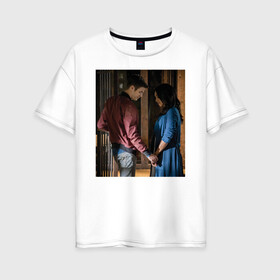 Женская футболка хлопок Oversize с принтом Barry & Iris в Белгороде, 100% хлопок | свободный крой, круглый ворот, спущенный рукав, длина до линии бедер
 | barry allen | iris west | the flash | vdzabma | westallen | айрис уэст | барри аллен | флэш