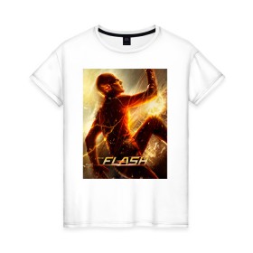 Женская футболка хлопок с принтом The Flash в Белгороде, 100% хлопок | прямой крой, круглый вырез горловины, длина до линии бедер, слегка спущенное плечо | barry allen | the flash | vdzabma | барри аллен | флэш