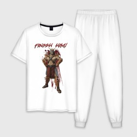 Мужская пижама хлопок с принтом Shao Kahn в Белгороде, 100% хлопок | брюки и футболка прямого кроя, без карманов, на брюках мягкая резинка на поясе и по низу штанин
 | 