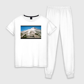 Женская пижама хлопок с принтом The Shining Landscape в Белгороде, 100% хлопок | брюки и футболка прямого кроя, без карманов, на брюках мягкая резинка на поясе и по низу штанин | the shining | vdosadir | горы | пейзаж | сияние | стэнли кубрик