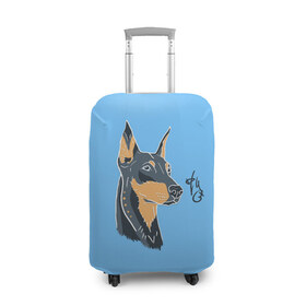 Чехол для чемодана 3D с принтом Doberman в Белгороде, 86% полиэфир, 14% спандекс | двустороннее нанесение принта, прорези для ручек и колес | art | doberman | dog | drawing | print | арт | добер | доберман | песик | рисунок | собака | стиль | фанарт