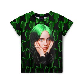 Детская футболка 3D с принтом BILLIE EILISH в Белгороде, 100% гипоаллергенный полиэфир | прямой крой, круглый вырез горловины, длина до линии бедер, чуть спущенное плечо, ткань немного тянется | bad | bill | billie | eil | eili | eilish | guy | music | ocean | айлиш | айлишь | беляш | бил | билли | девочке | девушке | женщине | мальчику | мужчине | музыка | музыкант | парню | певица | эйл | эйли | эйлиш | эйлишь