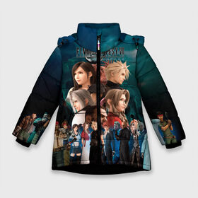 Зимняя куртка для девочек 3D с принтом Final Fantasy VII Remake в Белгороде, ткань верха — 100% полиэстер; подклад — 100% полиэстер, утеплитель — 100% полиэстер. | длина ниже бедра, удлиненная спинка, воротник стойка и отстегивающийся капюшон. Есть боковые карманы с листочкой на кнопках, утяжки по низу изделия и внутренний карман на молнии. 

Предусмотрены светоотражающий принт на спинке, радужный светоотражающий элемент на пуллере молнии и на резинке для утяжки. | Тематика изображения на принте: баррет уоллес | мидгар. шинра. лавина. клауд страйф | солдат | тифа