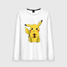 Мужской лонгслив хлопок с принтом Пикачу в Белгороде, 100% хлопок |  | pikachu | pokemon | аниме | зверек | мультик | мультфильм | пика | пикачу | покемон | покемоны