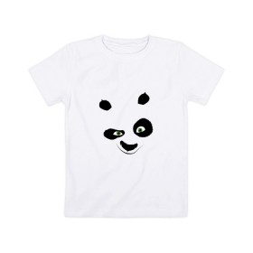 Детская футболка хлопок с принтом кунг фу панда морда в Белгороде, 100% хлопок | круглый вырез горловины, полуприлегающий силуэт, длина до линии бедер | 