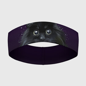 Повязка на голову 3D с принтом черный кот на фиолетовом фоне в Белгороде,  |  | акварель | глаза | клево | котейка | котенок | котик | котэ | кошак | кошка | красиво | любителю кошек | модно | мяу | подарок | пушистый | рисунок | стильно | темный | черный кот | шерсть