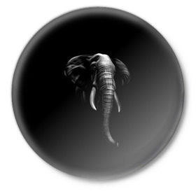 Значок с принтом Слон в Белгороде,  металл | круглая форма, металлическая застежка в виде булавки | арт | животные | звери | слон | слоны