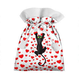 Подарочный 3D мешок с принтом Котейка в Белгороде, 100% полиэстер | Размер: 29*39 см | Тематика изображения на принте: animal | cat | love | животное | животные | кот | котенок | кошка | любовь | сердечки | хвост | черная