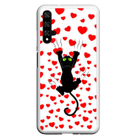 Чехол для Honor 20 с принтом Котейка в Белгороде, Силикон | Область печати: задняя сторона чехла, без боковых панелей | Тематика изображения на принте: animal | cat | love | животное | животные | кот | котенок | кошка | любовь | сердечки | хвост | черная