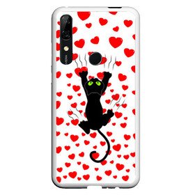 Чехол для Honor P Smart Z с принтом Котейка в Белгороде, Силикон | Область печати: задняя сторона чехла, без боковых панелей | Тематика изображения на принте: animal | cat | love | животное | животные | кот | котенок | кошка | любовь | сердечки | хвост | черная