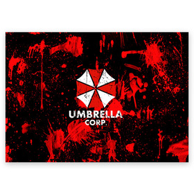 Поздравительная открытка с принтом UMBRELLA в Белгороде, 100% бумага | плотность бумаги 280 г/м2, матовая, на обратной стороне линовка и место для марки
 | Тематика изображения на принте: biohazard | blood | coronavirus | evil | monster | resident evil | umbrella | virus | абстракция | амбрелла | вирус | игра | коронавирус | кровь | логотип | монстр | опасность | пандемия
