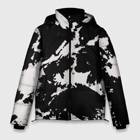 Мужская зимняя куртка 3D с принтом Черный на сером в Белгороде, верх — 100% полиэстер; подкладка — 100% полиэстер; утеплитель — 100% полиэстер | длина ниже бедра, свободный силуэт Оверсайз. Есть воротник-стойка, отстегивающийся капюшон и ветрозащитная планка. 

Боковые карманы с листочкой на кнопках и внутренний карман на молнии. | абстракция | арт | войска | ворон | зебра | камуфляж | краска | маскировка | милитари | мужские | пятна | разводы | рисунок | серый | текстура | тренд | уличный | чернобелый | черный