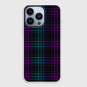 Чехол для iPhone 13 Pro с принтом Neon cell в Белгороде,  |  | геометрия | градиент | квадраты | клетка | клетчатый | линии | неоновый | полосы | популярный | разноцветный | решетка | сетка | текстура | фиолетовый | шотландка | яркий