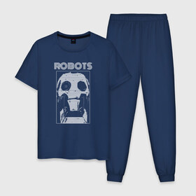 Мужская пижама хлопок с принтом Robots в Белгороде, 100% хлопок | брюки и футболка прямого кроя, без карманов, на брюках мягкая резинка на поясе и по низу штанин
 | love death  robots | love death and robots | love death robots | sonnies edge | the witness | witness | zima blue