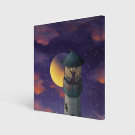 Холст квадратный с принтом To the Moon 3D в Белгороде, 100% ПВХ |  | Тематика изображения на принте: lighthouse | moon | night | pair | silhouettes | stars | to the moon | звёзды | луна | маяк | ночь | пара | силуэты