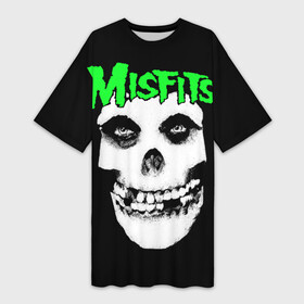 Платье-футболка 3D с принтом Misfits в Белгороде,  |  | clash | cure | horror | linkin park | misfits | punk | punkrock | ramones | корольишут | панкрок