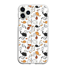 Чехол для iPhone 11 Pro Max матовый с принтом кошачьи валяния в Белгороде, Силикон |  | белая кошка | белый | кот | кошачьи потягушки | кошка | милая мордочка | милота | рыжая кошка | рыжий | чёрная кошка | чёрный