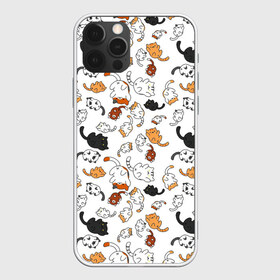 Чехол для iPhone 12 Pro Max с принтом кошачьи валяния в Белгороде, Силикон |  | белая кошка | белый | кот | кошачьи потягушки | кошка | милая мордочка | милота | рыжая кошка | рыжий | чёрная кошка | чёрный