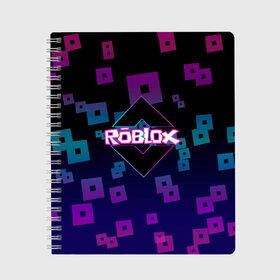 Тетрадь с принтом Roblox в Белгороде, 100% бумага | 48 листов, плотность листов — 60 г/м2, плотность картонной обложки — 250 г/м2. Листы скреплены сбоку удобной пружинной спиралью. Уголки страниц и обложки скругленные. Цвет линий — светло-серый
 | game | gamer | logo | minecraft | roblox | simulator | игра | конструктор | лого | симулятор | строительство | фигура