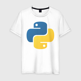 Мужская футболка хлопок с принтом Python  в Белгороде, 100% хлопок | прямой крой, круглый вырез горловины, длина до линии бедер, слегка спущенное плечо. | Тематика изображения на принте: python | пайтон | питон