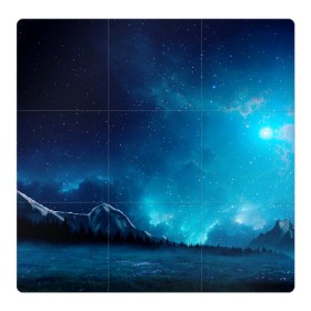 Магнитный плакат 3Х3 с принтом Ночное поле в Белгороде, Полимерный материал с магнитным слоем | 9 деталей размером 9*9 см | горы | звёздное небо | небо | ночь | облака | поле