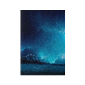 Обложка для паспорта матовая кожа с принтом Ночное поле в Белгороде, натуральная матовая кожа | размер 19,3 х 13,7 см; прозрачные пластиковые крепления | горы | звёздное небо | небо | ночь | облака | поле