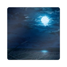 Магнит виниловый Квадрат с принтом Ночное поле в Белгороде, полимерный материал с магнитным слоем | размер 9*9 см, закругленные углы | луна | небо | ночь | облака | поле