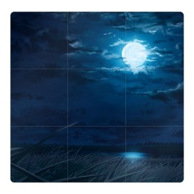Магнитный плакат 3Х3 с принтом Ночное поле в Белгороде, Полимерный материал с магнитным слоем | 9 деталей размером 9*9 см | Тематика изображения на принте: луна | небо | ночь | облака | поле