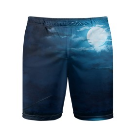 Мужские шорты спортивные с принтом Ночное поле в Белгороде,  |  | луна | небо | ночь | облака | поле
